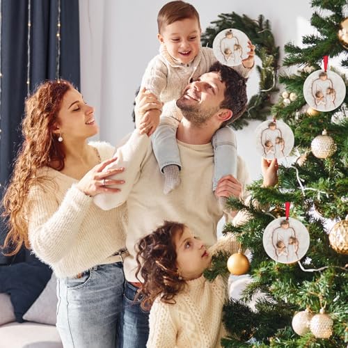 3D Family Christmas Ornament 2026 for Father and Daughter - Dad Ornament for Christmas Tree - 3D Resin Sculpted Gifts for Father’s Day Anniversary Birthday - style: Father & Two Children