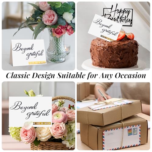 200 Pcs Beyond Grateful Thank You Cards with Envelopes Bulk Navy Thank you Notes with Gold Foil Letterpress 4x6 Inches Blank Note Cards for Business Graduation Wedding Baby Shower Funeral - color: Navy