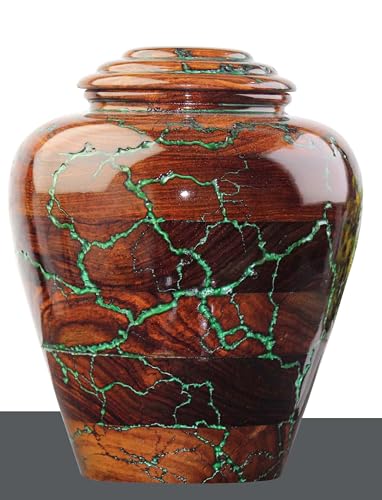 Rosewood Cremation Urns for Human Ashes Adult Male Female, Wooden Urns for Pets Ashes (Small - 20 lbs, Green Resin) - color: Green Resin, size: Small - 20 lbs