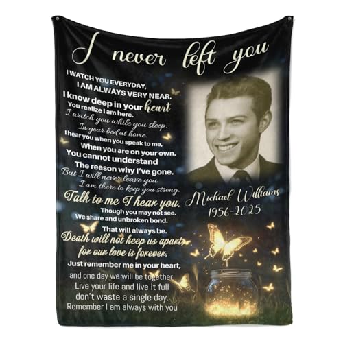 D-Story Custom Memorial Blanket with Photo for Loss of Loved One,Personalized Sympathy Blanket for Loss of Dad Mom Husband Wife Friend in Memory of Loved One Gifts - color: A-design8