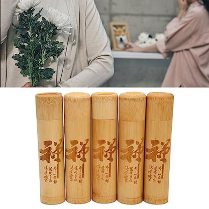AYNEFY 5pcs Strong Leakproof Bamboo Scattering Urns for Ashes Resting Place, Carved Pattern Containers for Scattering Tubes, AYNEFYg4da1uni3b