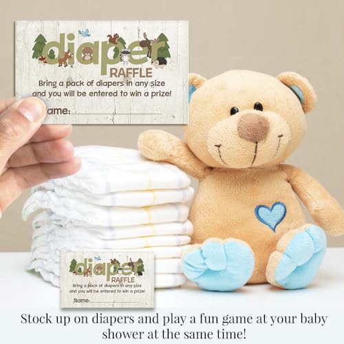Baby Shower Invites Gender Neutral – Woodland Animal Invitation Bundle with Diaper Raffle Tickets, Book Request Cards & Envelopes. Set of 20 5X7 Woodland Creatures Boy or Girl Invitation Kit Sets - style: Woodland Animal
