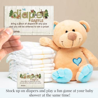 Baby Shower Invites Gender Neutral – Woodland Animal Invitation Bundle with Diaper Raffle Tickets, Book Request Cards & Envelopes. Set of 20 5X7 Woodland Creatures Boy or Girl Invitation Kit Sets - style: Woodland Animal