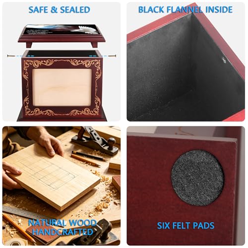 ADMLC Cremation Urns for Human Ashes Adult Up to 200 IBS with Photo Frame | 100% Wooden Handcrafted Memorial Keepsake Urn for Ashes,Funeral Burial Caskets Urn Suitable for Male Female Men Women Dad Mom