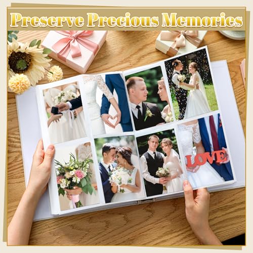 Harloon 400 Pockets Personalized Wedding Photo Album for 4 x 6 In Pictures Our Wedding Photo Album Book with Front Window Linen Cover for Bridal Weddings Gift Family Memory Photos Anniversary Keepsake - style: Our Wedding