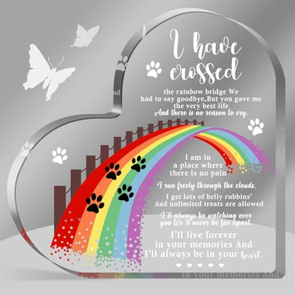 Xendelow Pet Memorial Gifts, Sympathy Gifts for Loss of Dog Cat, Pet Sympathy Present, Pet Memorial Acrylic Rainbow Bridge Decorations, Condolences Gift for Remembrance, Bereavement Gift for Loss Pet - style: 004
