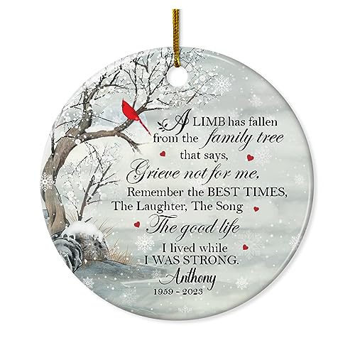 Personalized Memorial Ornaments Sympathy Ornament Ceramic Christmas Remembrance Keepsake Xmas Tree Decorations Gifts for Loss of Loved One