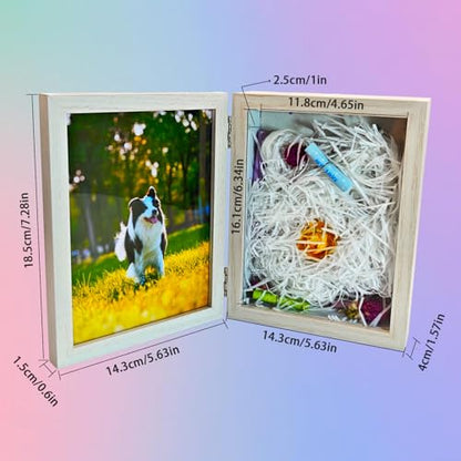 5x7 Pet Memorial Shadow Box for Dog Cat, Keepsake Photo Frame, White - color: White