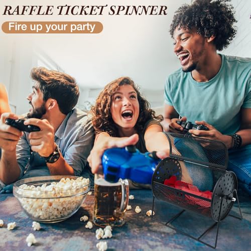 Teenyyou Raffle Drum Holds 600 Tickets, Metal Ticket Wheel Spinner with Stand, Raffle Tickets Cage for Games Events, Parties, School Drawings(Integrated Rotary,Black,7.09" X 4.72", Small) - color: Black, size: 7.09" X 4.72", Small, style: Integrated Rotar