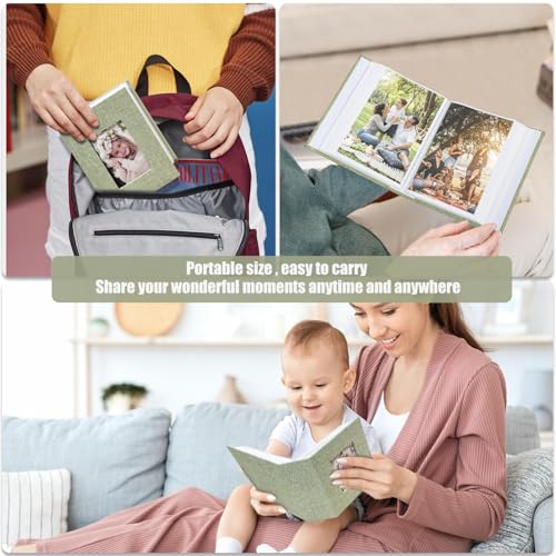 Photo Album 4x6 100 Pockets, Linen Cover Top Loader Vertical, Slip-in Picture Grass Green Pockets Albums for Wedding, Family, Anniversary, Baby, Vacation - color: Grass Green, size: 100 Pockets