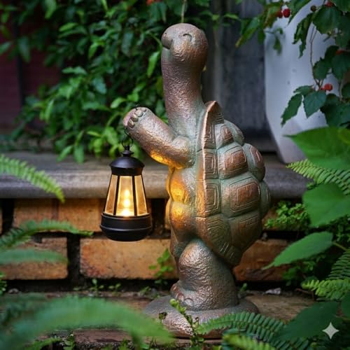 17-Inch Solar Turtle Garden Statue with LED Lantern Outdoor Decor - style: 17in Solar Turtle