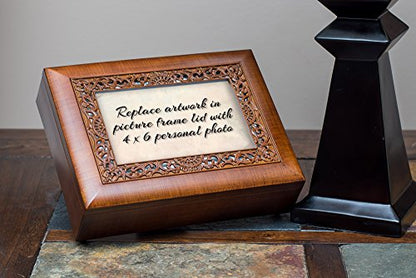 Cottage Garden Inspirational Music Box - All Things Plays Amazing Grace with Ornate Woodgrain Finish