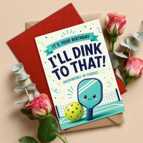 Funny Pickleball Birthday Card, I'll Dink To That Paddle Gift | Pickleball Birthday Card For Pickleball Player, Paddle Sport Fan, Pickleball Lover, Funny Birthday Card With Dink Pun Paddle - color: sport10