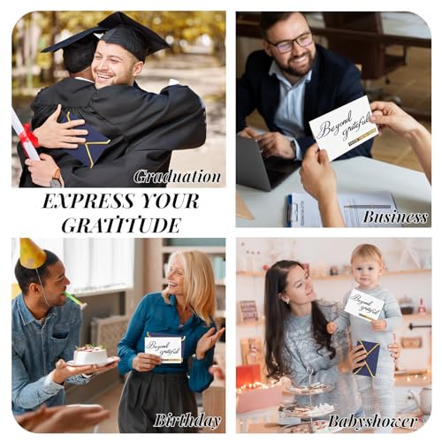 200 Pcs Beyond Grateful Thank You Cards with Envelopes Bulk Navy Thank you Notes with Gold Foil Letterpress 4x6 Inches Blank Note Cards for Business Graduation Wedding Baby Shower Funeral - color: Navy