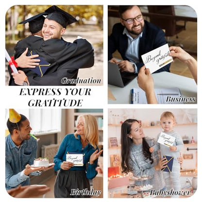 200 Pcs Beyond Grateful Thank You Cards with Envelopes Bulk Navy Thank you Notes with Gold Foil Letterpress 4x6 Inches Blank Note Cards for Business Graduation Wedding Baby Shower Funeral - color: Navy