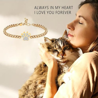 zeqingjw Urn Bracelet for Pets Ashes Pet Cremation Jewelry Stainless Steel Paw Print Pet Memorial Bracelet Pet/Dog's/Cat's Ashes Keepsake for Women Men - color: Customize