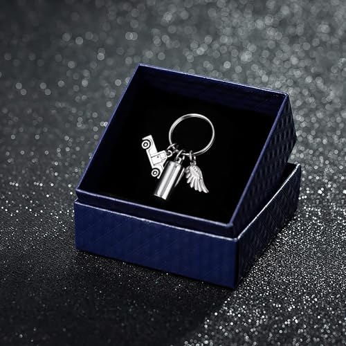Gredstar Cremation Urn Keychain for Ashes, Cylinder Memorial Keepsake - color: Silver