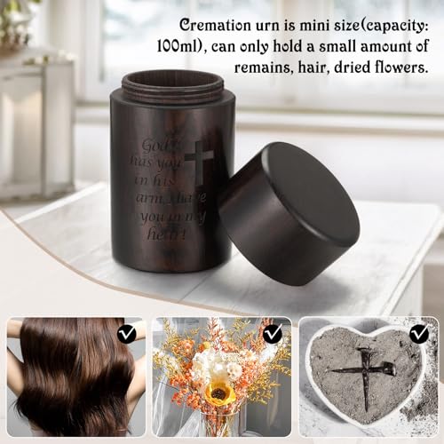 SOITIS Small Urns for Human Ashes 2.9 Inch Cross Sandalwood Mini Urns for Ashes Decorative Urn Wooden Urn Keepsake Cremation Ash Tiny Urns