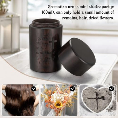 SOITIS Small Urns for Human Ashes 2.9 Inch Cross Sandalwood Mini Urns for Ashes Decorative Urn Wooden Urn Keepsake Cremation Ash Tiny Urns