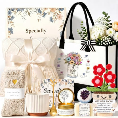 Get Well Gifts for Women After Surgery Feel Better Gift Basket Sympathy Care Package for Woman Self Care Gifts for Women Thinking of You Gift for Friend Mom Sister Wife Grandma