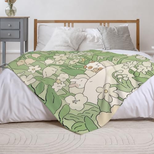 Flowers Fleece Throw Blanket, Cartoon Flannel Blankets for Couch 50"×60" - color: Cute Flowers