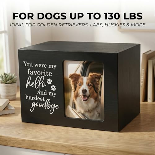 Pet Urns for Dogs Ashes, Dog Urns with Photo Frame, Cat Ashes Keepsake Box, Loss of Dog Sympathy Urn, Pet Memorial Gifts, Pet Bereavement Gift, Dog Pass Away Remembrance Gift (Black) - color: Black