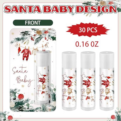30 Pack Christmas Santa Lip Balm Gift Baby Shower Party Favor Prize - style: Santa