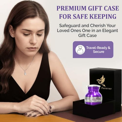 Small Urns for Human Ashes - Elegant Keepsake Cremation Urns - Purple - color: Purple