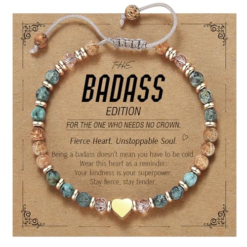 yupoxiu Natural Stone Bracelets - Inspirational Birthday Gifts for Women | Thinking of You & Get Well Soon Gifts for Women, Unique Jewelry Gift for Friend, Sister, Her - style: N-BADASS