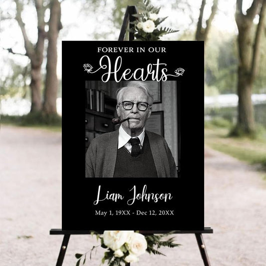 Personalized Funeral Welcome Yard Sign with Photo, Custom Memorial Yard Sign, Celebration of Life Welcome Sign, Remembrance Decoration for Funeral Service - color: Design_09
