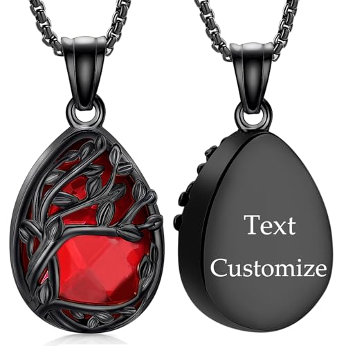 Cremation Jewelry Tree of Life Teardrop Urn Necklace for Ashes for Women Men Vial Pendant Ashes Keepsake Memorial Jewelry for Loved One - color: Customize