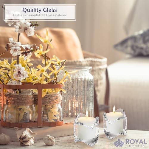 Royal Imports Glass Tea Light Candles Holder 2.5" Tall, Set of 6 | Heat-Resistant, Sturdy Candle Holder Centerpieces for Tables Glass Votive Holders Weddings, Parties, Home & Event Decorations