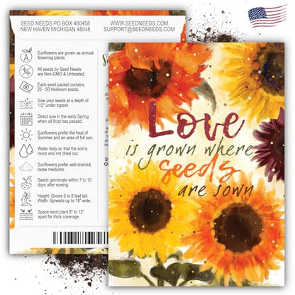 Seed Needs Sunflower Seed Packet Gift Favors for Weddings & Bridal Showers - size: 100 Packs, style: FAV-006