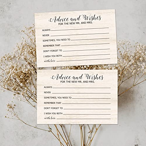 Advice and Wishes Cards for the New Mr and Mrs, Bride & Groom, Newlyweds, Wedding Advice Cards Perfect for Bridal Shower or Wedding, Wedding Guest Book Alternative, Pack of 50 4x6 Inch