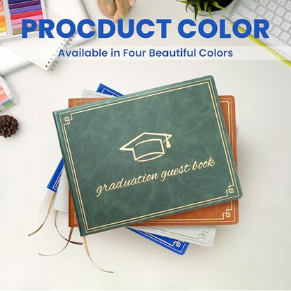 Graduation Guest Book 2026 - Memory Scrapbook for College Gifts Graduation, Guest Book for Graduation Party Sign-In with Custom Message 120 Pages, 7x9 Inch Elegant Graduation Yearbook (Green) - color: green