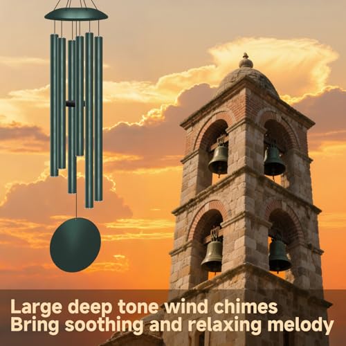 45" Large Wind Chimes for Outside, 6 Thick and Bold Aluminum Tubes (Forest) - color: Forest