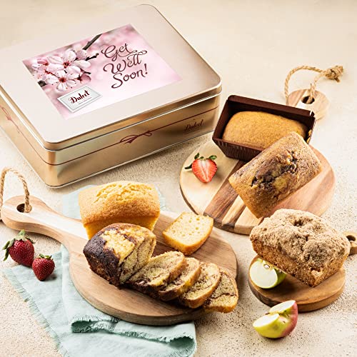 Dulcet Gift Baskets Get Well Gifts For Women Tea Loaf Assortment with Fresh Baked Marble, Apple cinnamon & Pumpkin Cake Delightful Flavors for Holidays, Birthday, Sympathy, Get Well, & Family or Office Gatherings for Men & Women - color: Get Well