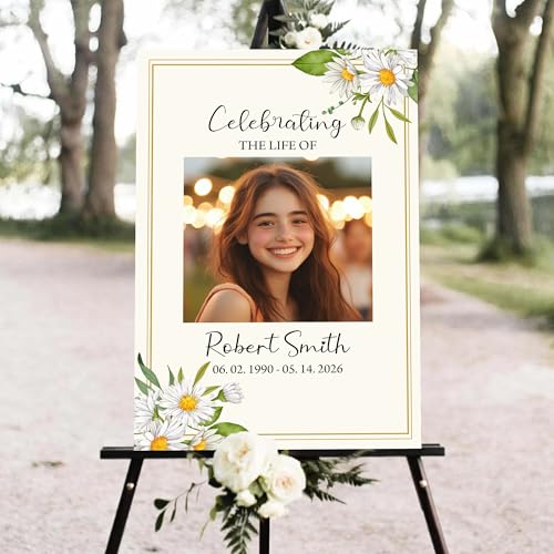 Personalized Elegant Celebration Of Life Welcome Sign, Memorial Picture Board, Celebration Of Life Decoration Yard Sign, Celebration Of Life Photo Displays, Chrysanthemum #11 - color: Version11