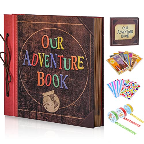Scrapbook Photo Album, 12x12 Inch Our Adventure Book, 3D Embossed Words Hard Cover Movie Up Travel Album for Anniversary, Wedding, Baby Shower (Scrapbook-Letter) - color: Scrapbook-Letter