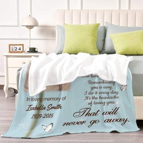 Custom Memorial Blanket with Picture Personalized Sympathy Remembrance Condolences Bereavement Gifts Sympathy Gifts for Loss of Loved One Mother Dad Grandma Grandpa Sister Daughter Friend - color: Design4