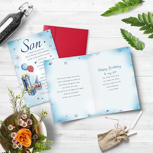 Heartfelt Birthday Card Gifts for Son from Mom, Boy Adulthood Card for Son, Love You Now & Forever Mom Card - color: My Son