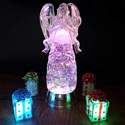 Wondise Color Changing Angel Lighted Snow Globe Water Lamp with 6H Timer - color: 11” Angel Prayer