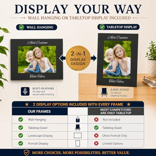 CustomGiftsNow Personalized Add Your Custom Text Engraved Anodized Aluminum Hanging/Tabletop Personlized Group Family Photo Picture Frame - size: 8x10-inch Horizontal