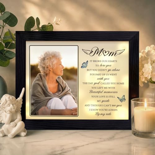 Memorial Gifts for Loss of Mom,Sympathy Picture Frame with Light,Sympathy Gifts for Loss of Mother, Condolence Bereavement Remembrance Funeral Grief Gift,Shadow Boxes Fits 4x6 in Photo - color: Black, size: Black-Loss of Mom