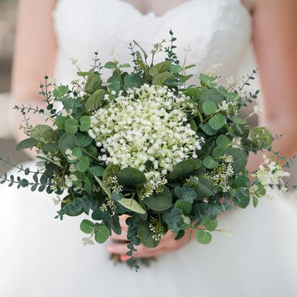 150Pcs Artificial Greenery Stems Eucalyptus & Baby's Breath Flowers - color: Green