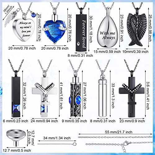 Jexine 10 Pcs Urn Necklace Cremation Jewelry for Men - color: Blue