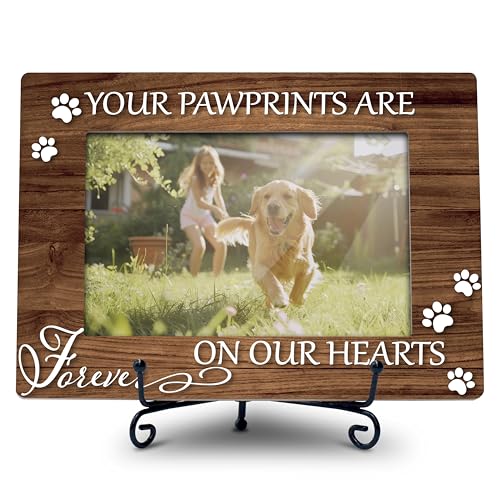Dog Memorial Picture Frame 4x6, Pet Loss Sympathy Gift for Loss of a Beloved Dog, Wooden Remembrance Frame -B01 - style: Style1