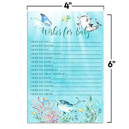 Amanda Creation Underwater Cute Sea Life Baby Wishes Cards 20, 4"x6" - Great Keepsake and Fun Activity for Baby Showers - Wishes for Baby Keepsakes Last Generations - Fill-In, Double-Sided Cards - style: Underwater Cute Sea Life