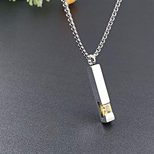 YOUFENG Urn Necklaces for Ashes Birthstone Cube Urns for Human Ashes Memorial Cremation Urn Locket Keepsake Ashes Jewelry - style: Silver - November