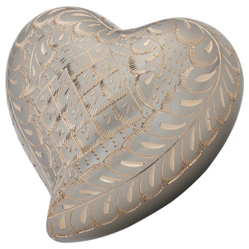 Platinum Elegance Heart Keepsake Cremation Urn for Ashes, Brass, Silver Urn, Keepsake Sized Cremation Urn, 3 Inches Wide - color: Platinum Elegance